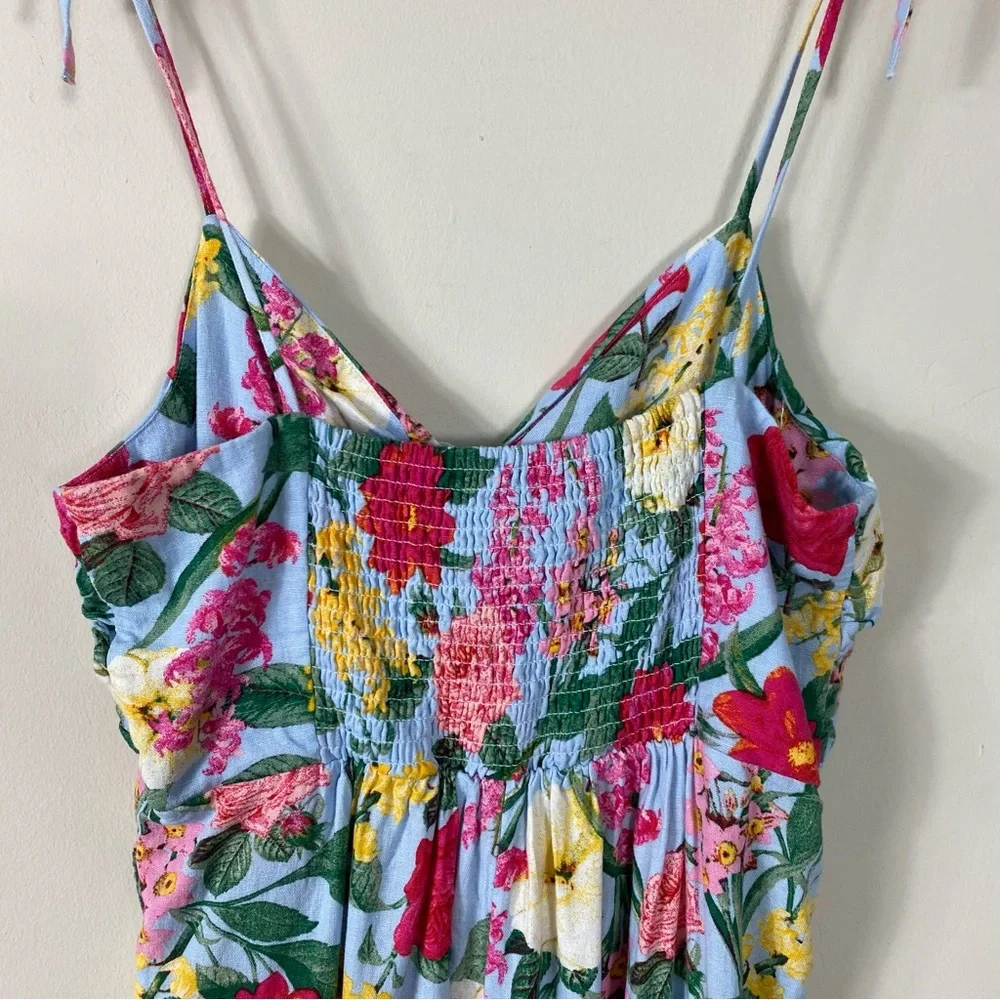 NEW Old Navy Multifloral Tie-Shoulder Cropped Twist-Front Smocked Jumpsuit - M